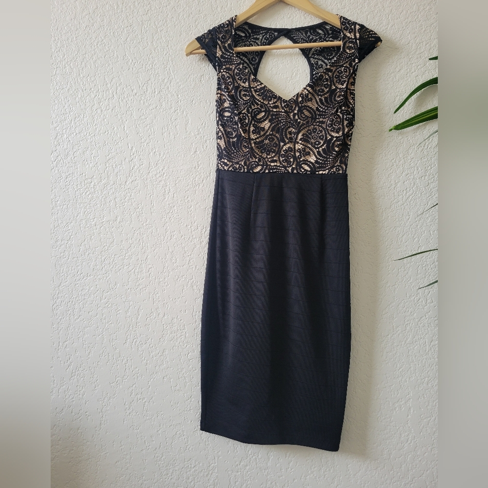Sequin Hearts Black and Gold Dress size 5
